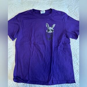 Kids Unisex Cool Easter Bunny in shades pocket t shirt - kids sized medium (8)